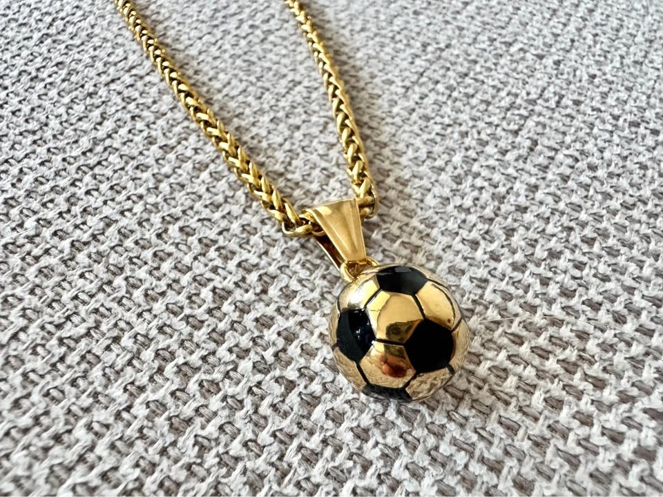 Soccer Ball Pendant Chain – 18K Gold Plated & Stainless Steel - photo 4