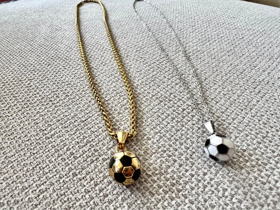 Soccer Ball Pendant Chain – 18K Gold Plated & Stainless Steel - photo 5