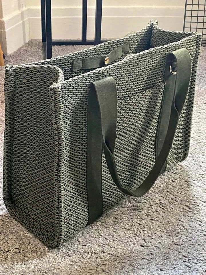 Green Structured Canvas Tote Bag
