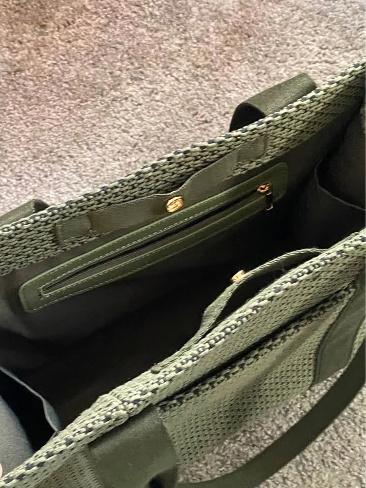 Green Structured Canvas Tote Bag - photo 2