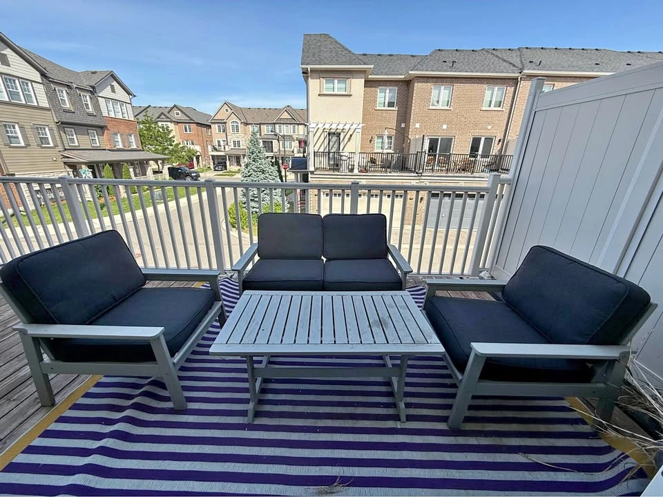 4-Piece Grey Wooden Outdoor Patio Conversation Set