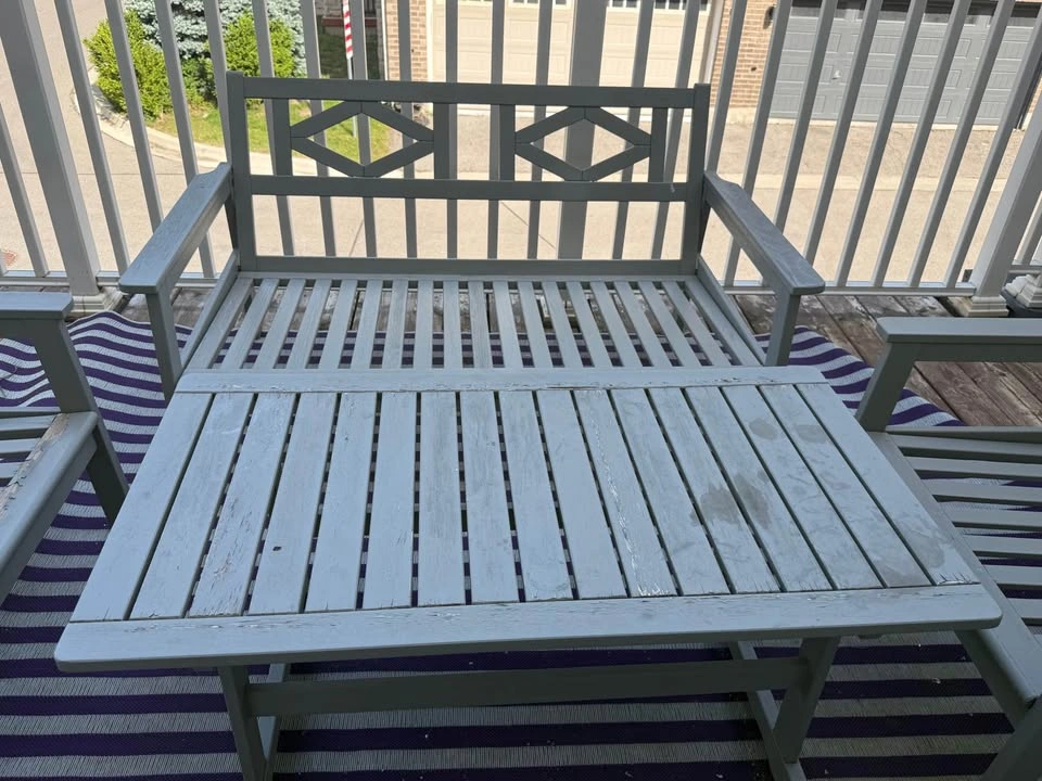 4-Piece Grey Wooden Outdoor Patio Conversation Set - photo 3