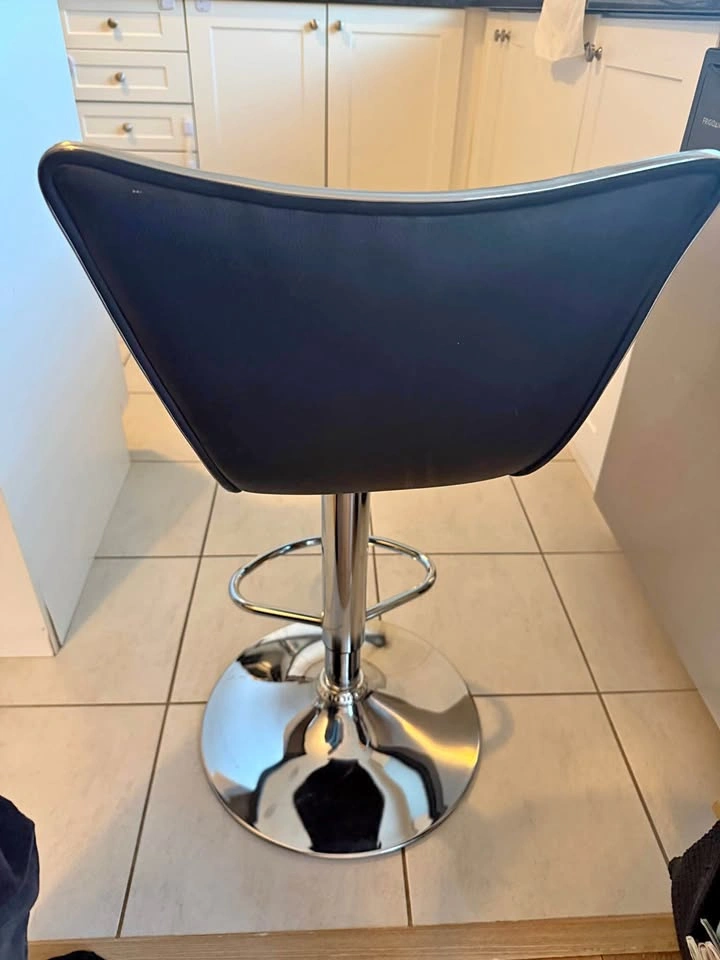 2 Modern Black Faux Leather Swivel Bar Stool with Chrome Base