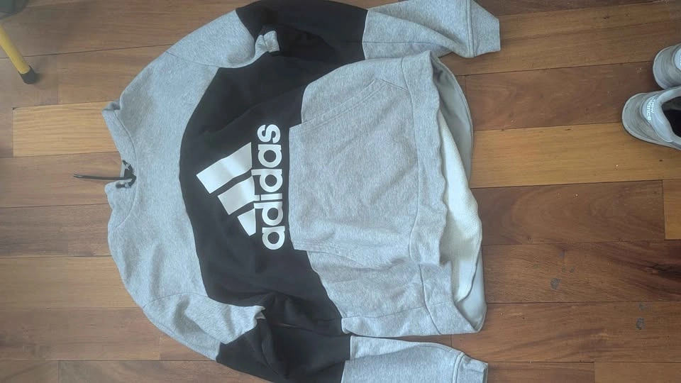Large Adidas grey & black hoodie - photo 2