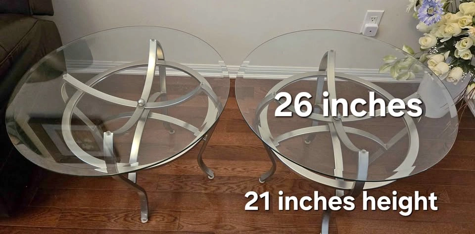 2 glass top end/side tables
