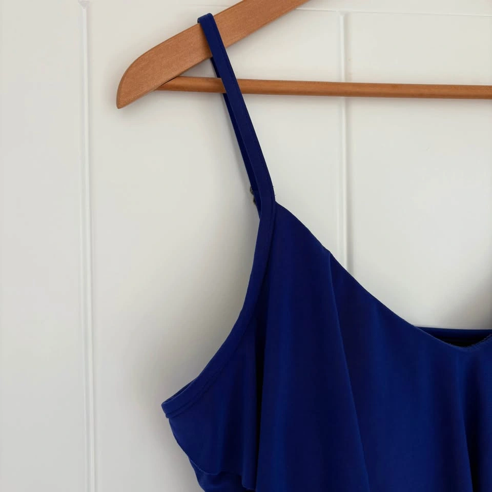 Magicsuit Rita Ruffle Tiered Swim Tankini Top Softcup Blue Size - photo 2
