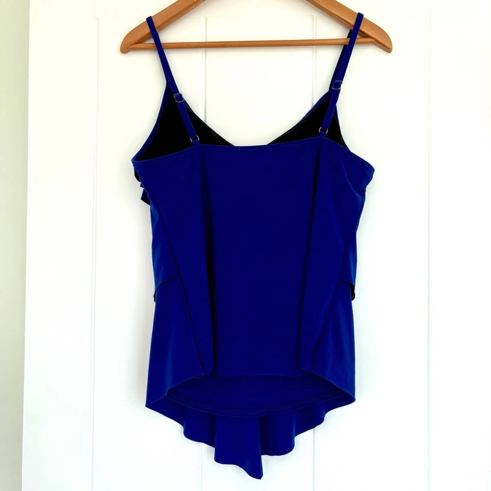 Magicsuit Rita Ruffle Tiered Swim Tankini Top Softcup Blue Size - photo 4