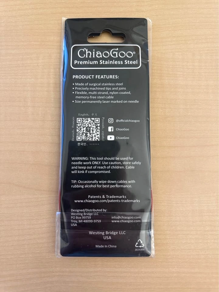 ChiaoGoo SS Red Lace Circular Knitting Needles 32 inch US 11 - photo 2