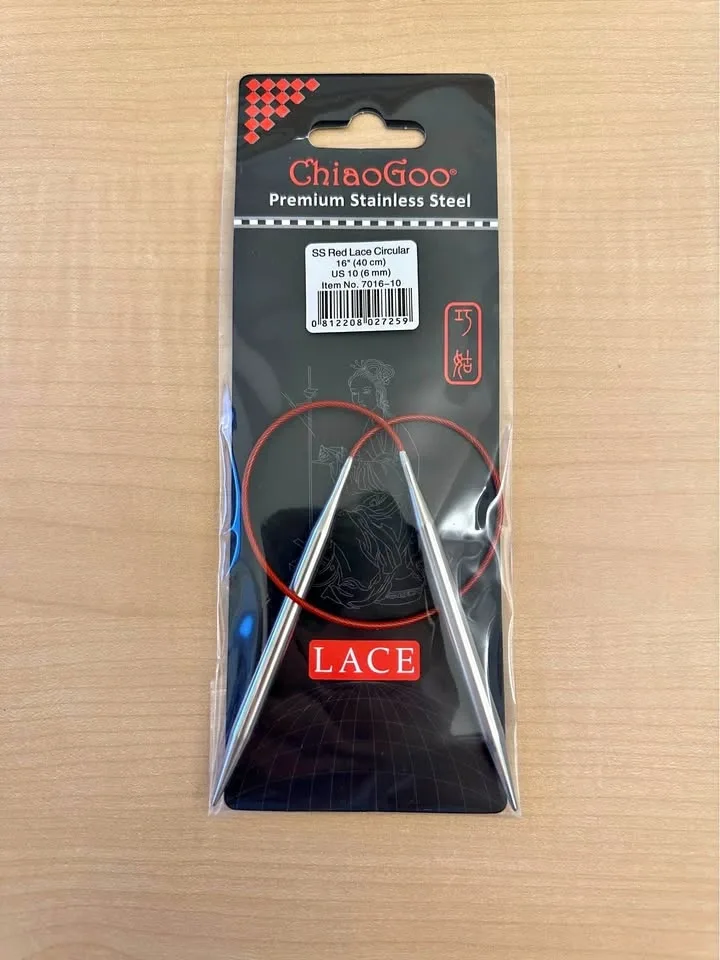 Chiaogoo SS Red Lace Circular knitting needles 16 inch US 10