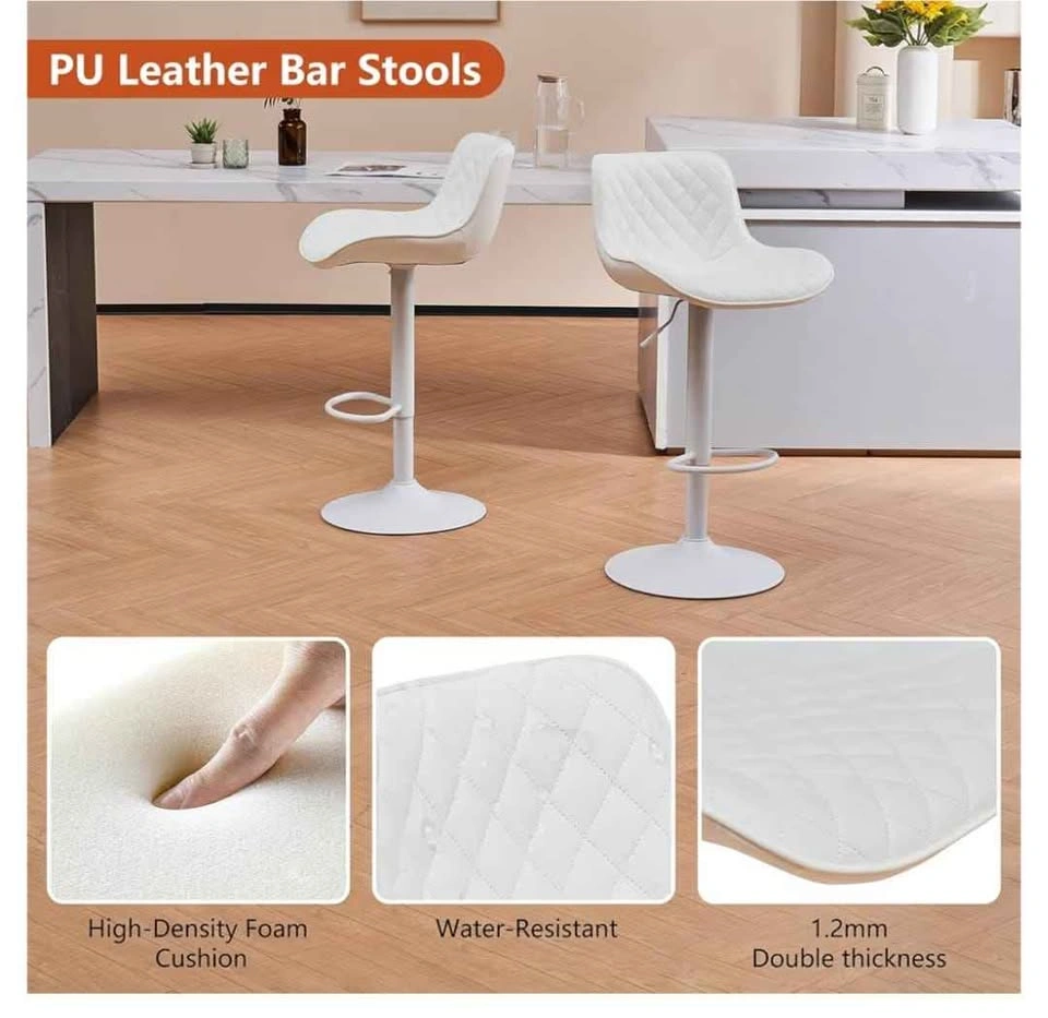 White Bar Stools Set of 2, Mid-Century Modern Counter Height - photo 3