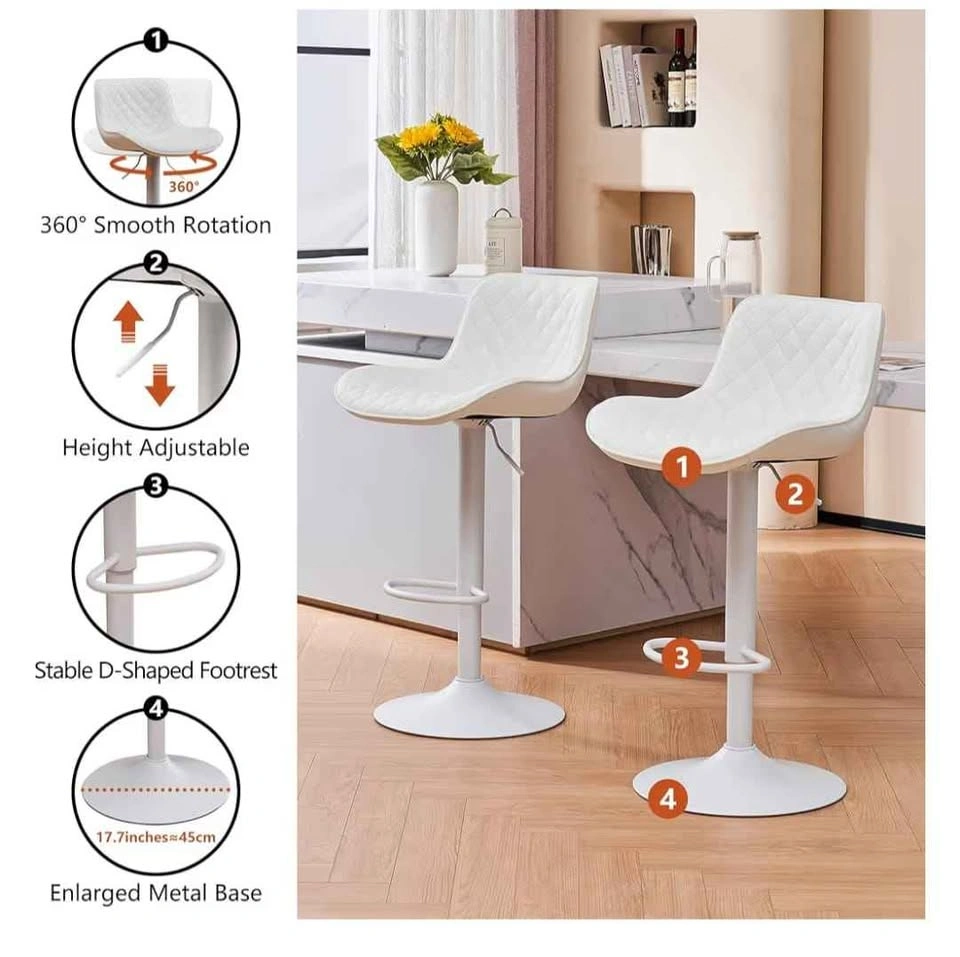 White Bar Stools Set of 2, Mid-Century Modern Counter Height - photo 4