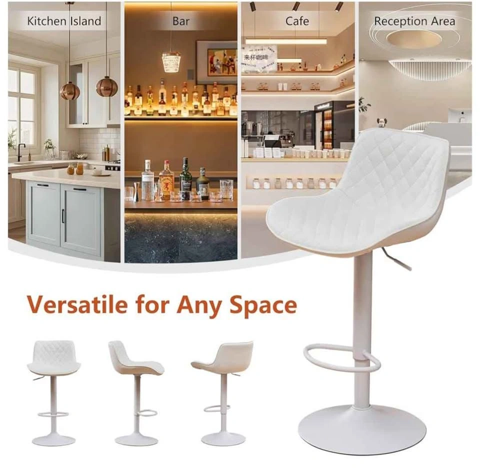 White Bar Stools Set of 2, Mid-Century Modern Counter Height - photo 5