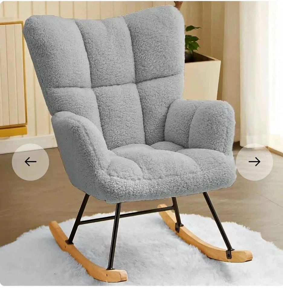 Upholstered Rocking Chair High Back 136kg Capacity
