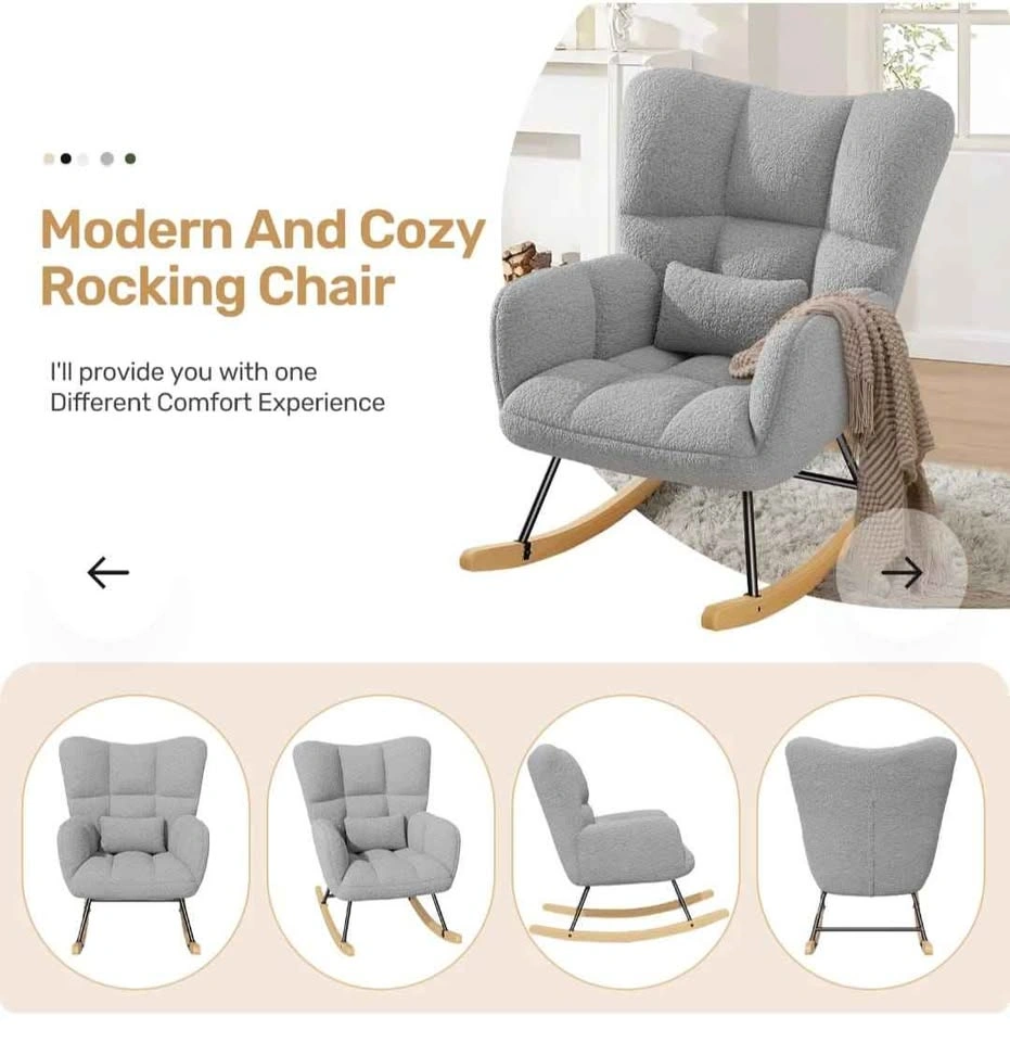 Upholstered Rocking Chair High Back 136kg Capacity - photo 2