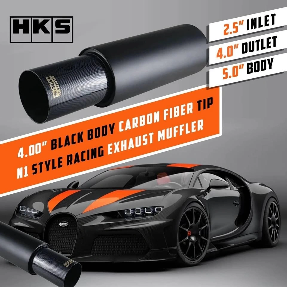 HKS HI-POWER UNIVERSAL SINGLE EXHAUST MUFFLER Inlet 2.5 Outlet 4