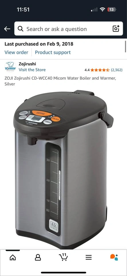 ZOJI Zojirushi CD-WCC40 Micom Water Boiler and Warmer, Silver