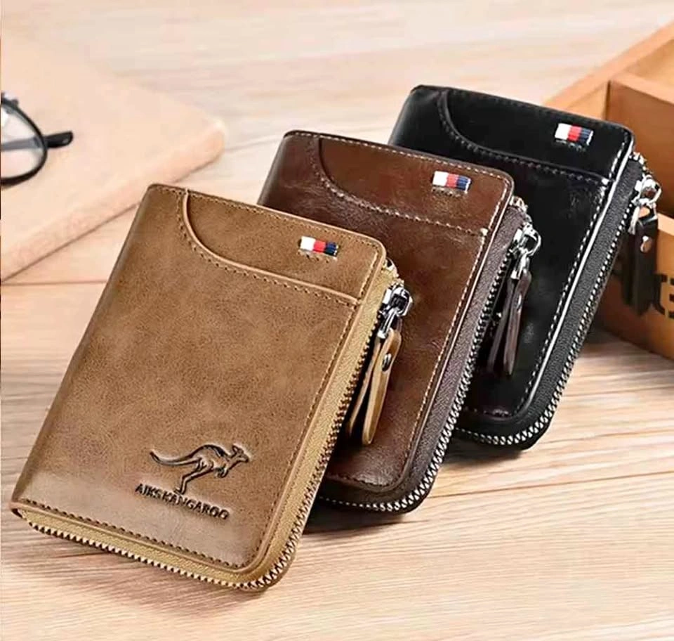 Men's Zipper Wallet - Dark Brown