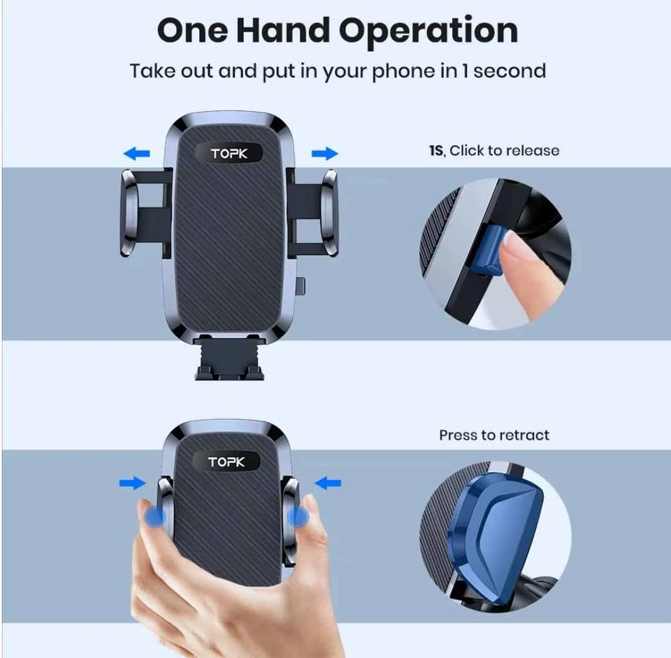 Car Phone Mount Holder, 3-Point Support 360° Rotating Arm - photo 3