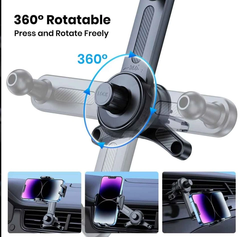 Car Phone Mount Holder, 3-Point Support 360° Rotating Arm - photo 5