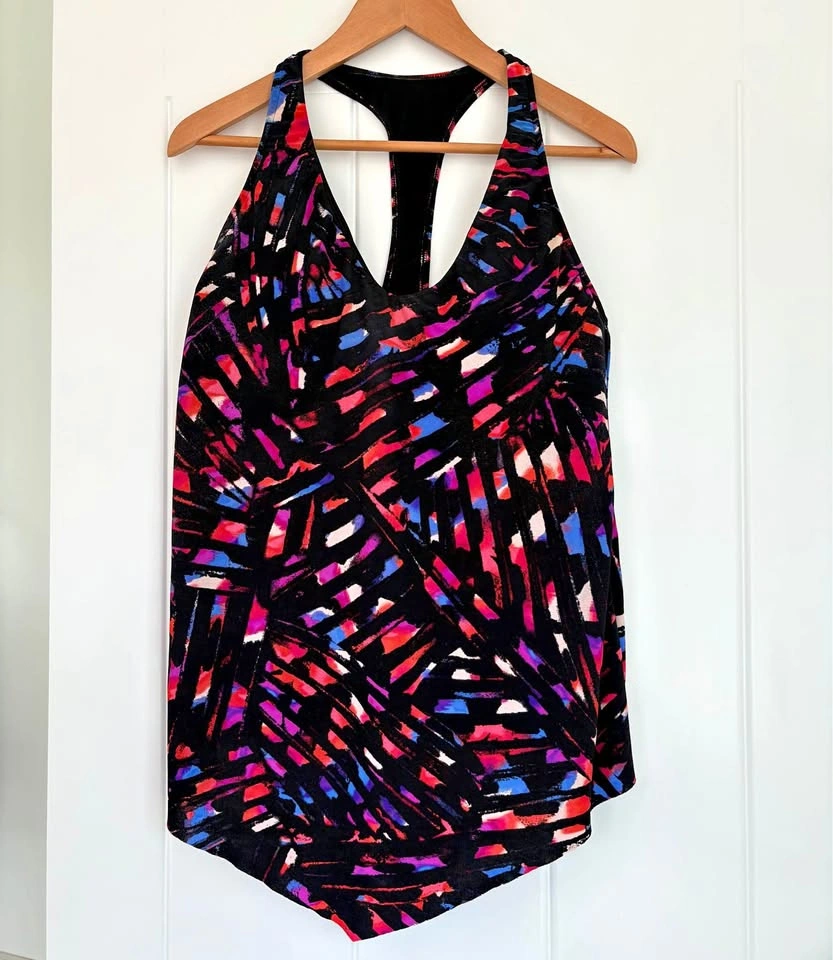 Magicsuit Kaleidescope Print Racerback Tankini Swim Top Size 10