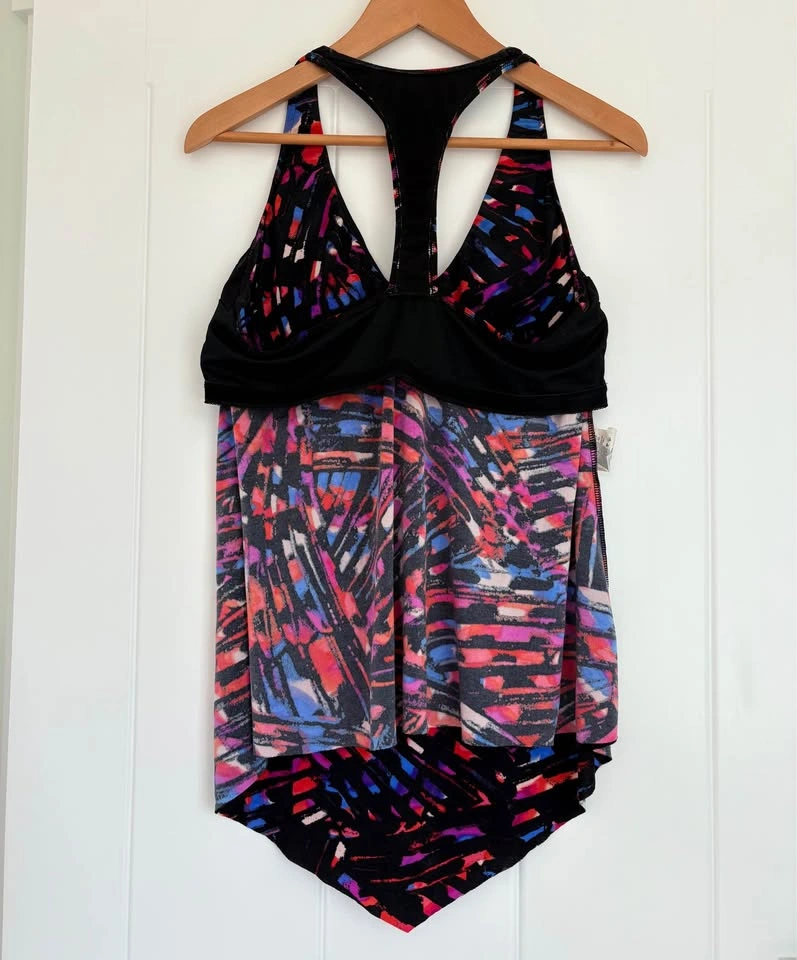 Magicsuit Kaleidescope Print Racerback Tankini Swim Top Size 10 - photo 5
