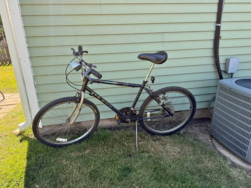 Dark blue mountain bike