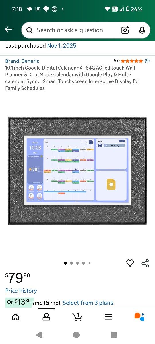 10.1” Smart Google Digital Wall Calendar – BRAND NEW