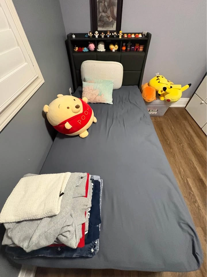 Rolanstar Twin Bed Frame with Storage, Charging Station & Mattre - photo 3