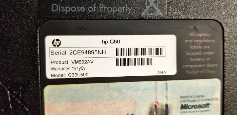 HP Pavilion G60 Intel Pentium Dual Core 15.6" Laptop BIG Battery