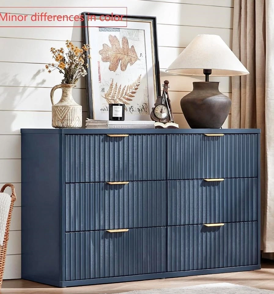 NEW-Fluted 6 Drawers Dresser for Bedroom