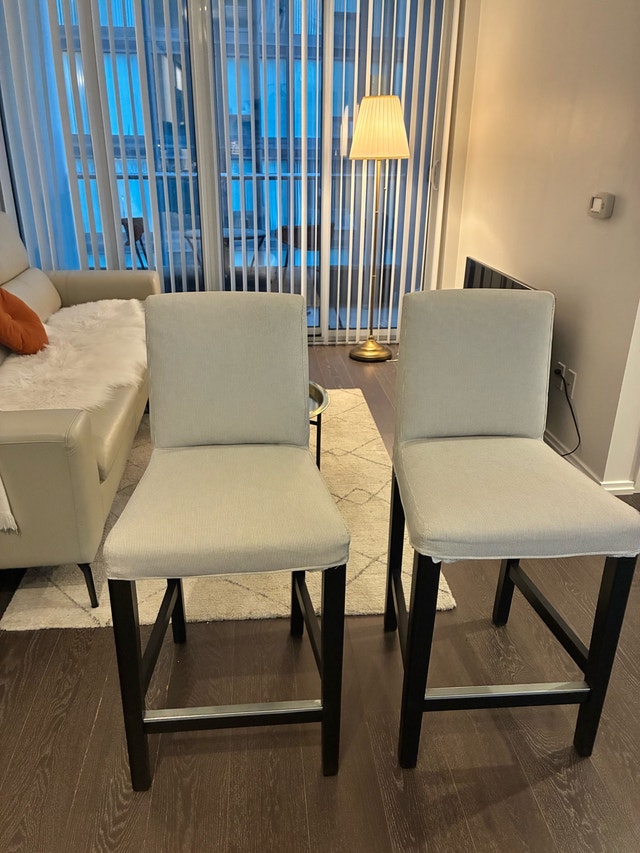 Pair of 2x IKEA BERGMUND Upholstered Bar Stools