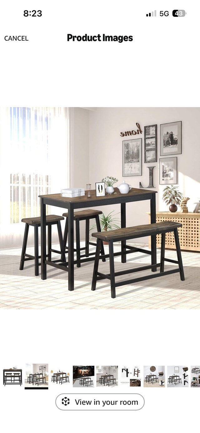 Counter Height Dining Table Set with Bench and Stools