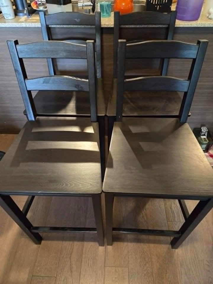 Ikea Bar table and 4 bar stools, black stained pine - photo 3