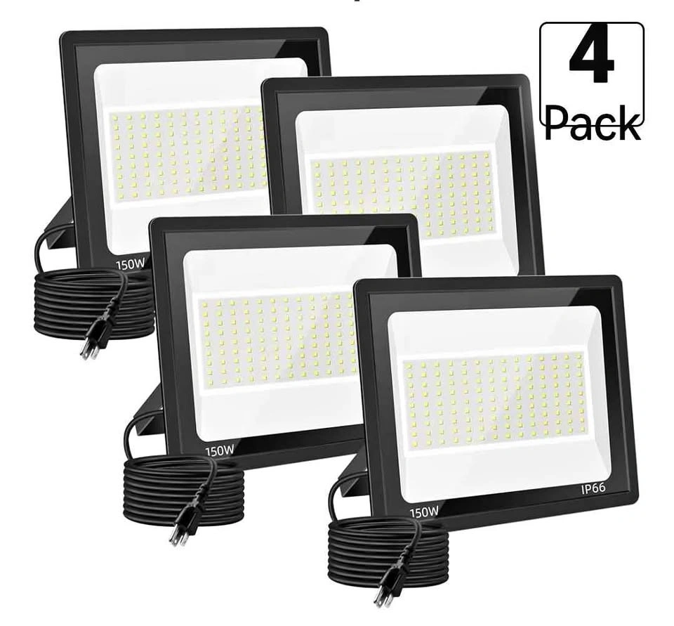 4-Pack 150W LED Outdoor Flood Lights, 18000LM Security Lights