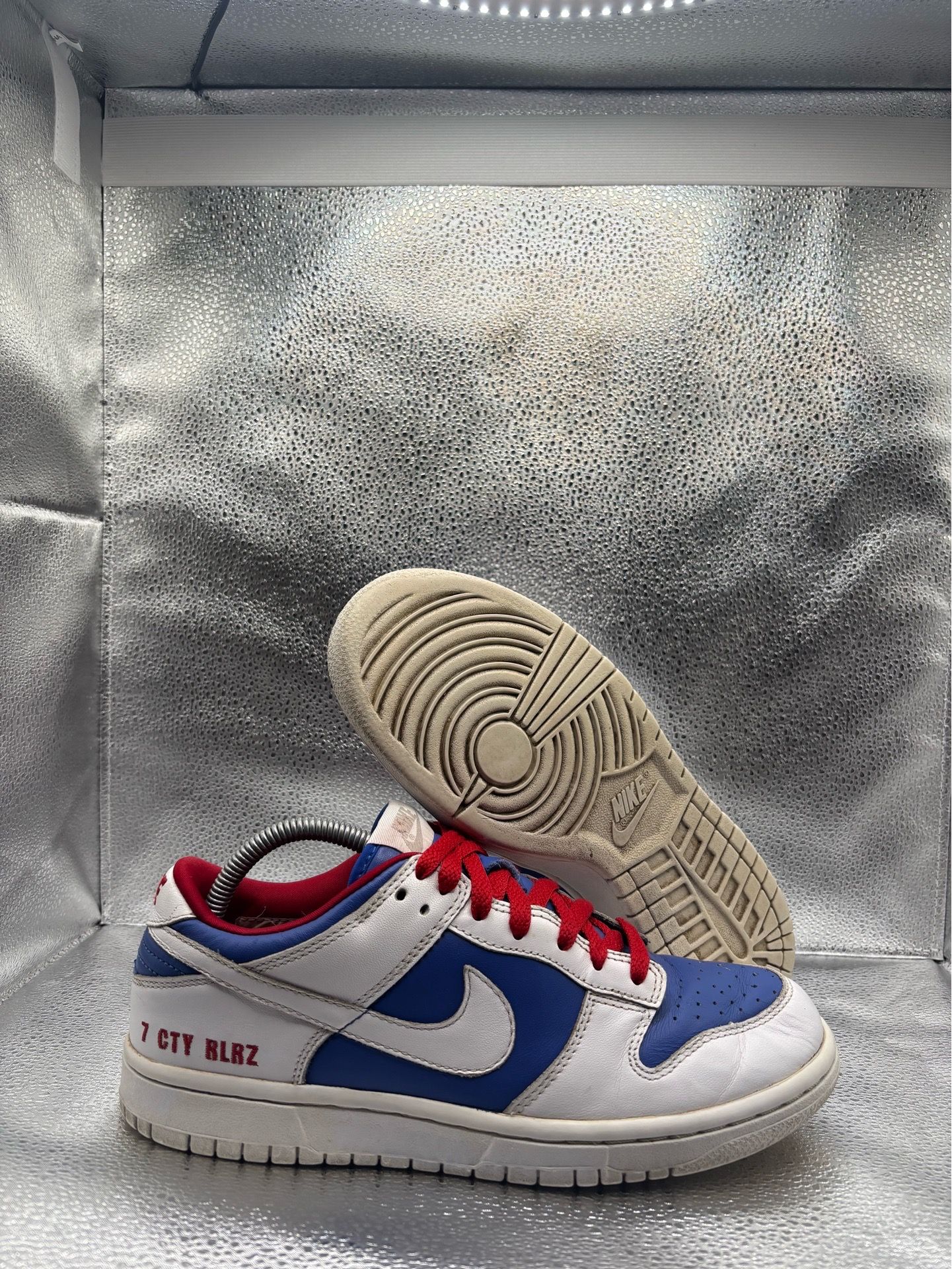 Nike dunk low vintage white red blue