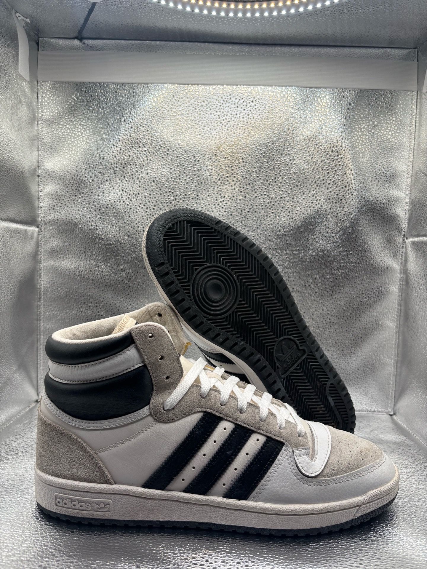Adidas top ten high white black taupe