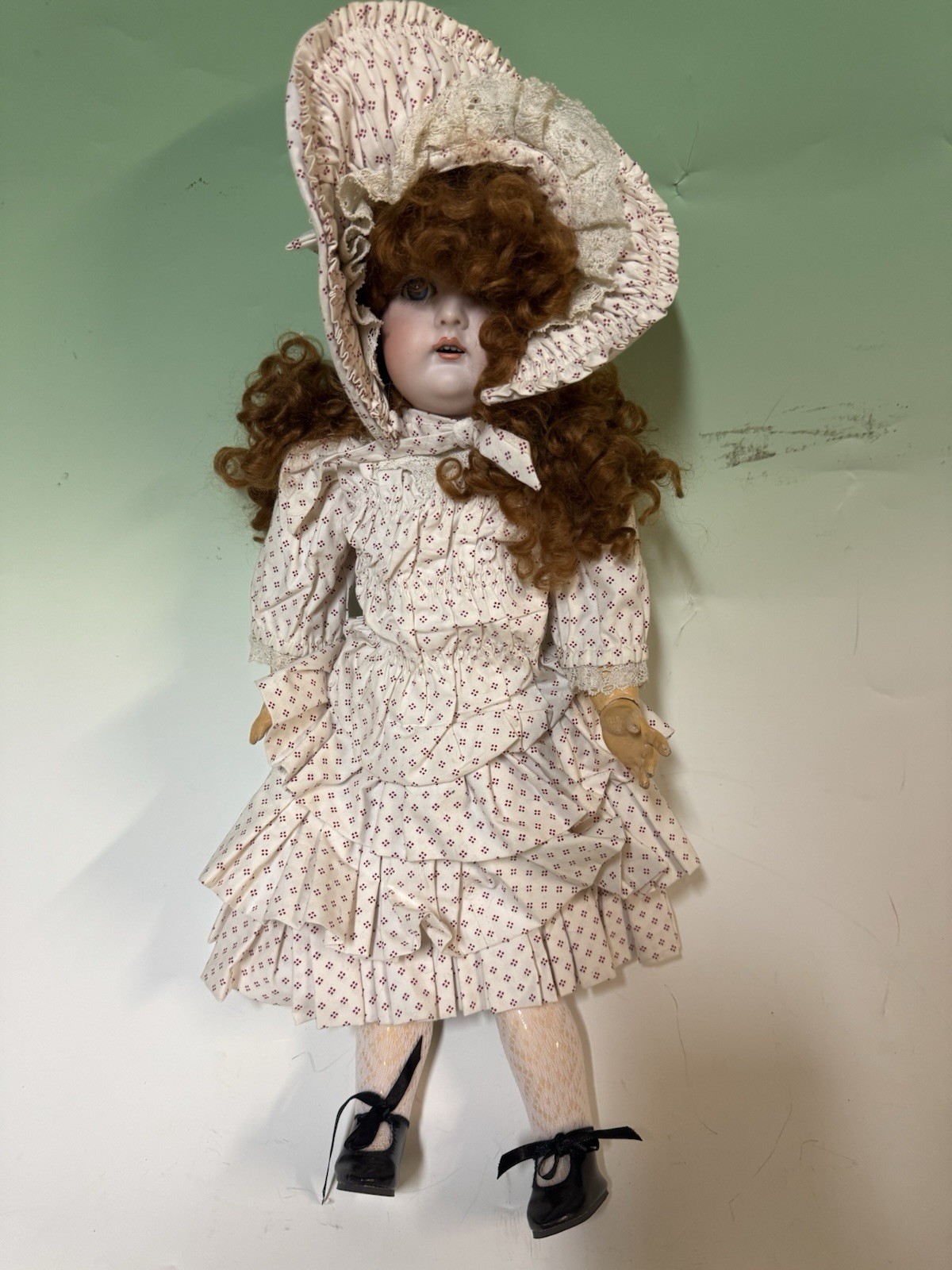 J.D. Kestner 152 20” Porcelain Girl Doll Blue Eyes Red Hair