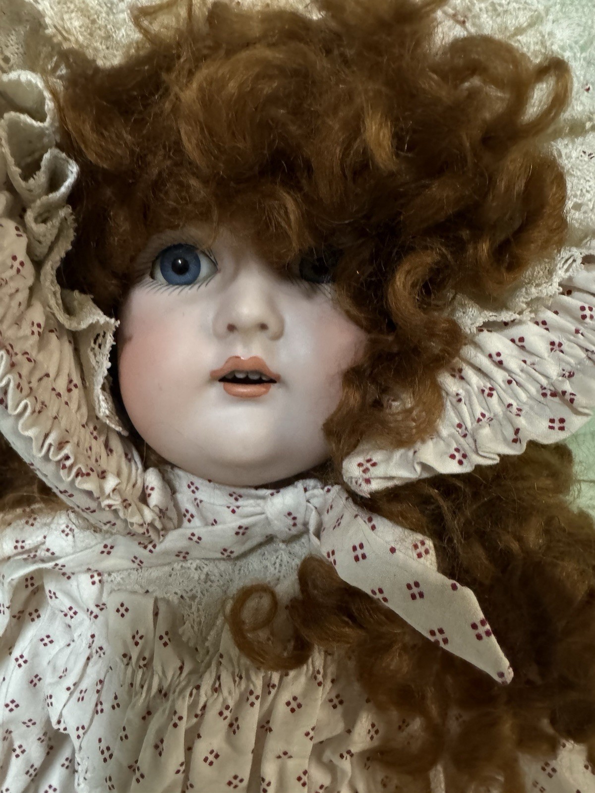J.D. Kestner 152 20” Porcelain Girl Doll Blue Eyes Red Hair - photo 3