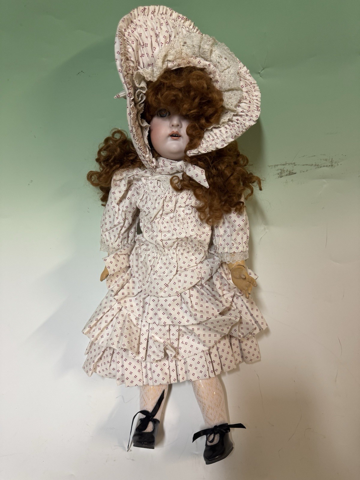 J.D. Kestner 152 20” Porcelain Girl Doll Blue Eyes Red Hair - photo 4