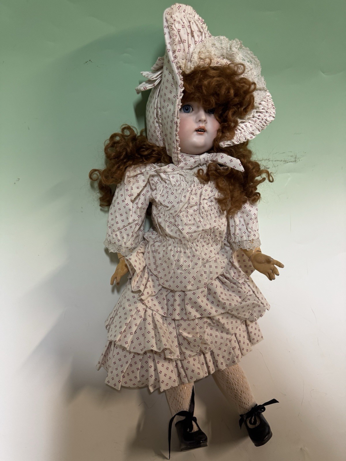 J.D. Kestner 152 20” Porcelain Girl Doll Blue Eyes Red Hair - photo 5