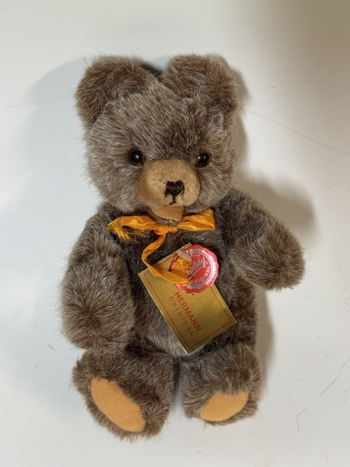 Hermann Teddy Original Handmade Brown/Beige Plush Bear w/ Bow an - photo 2
