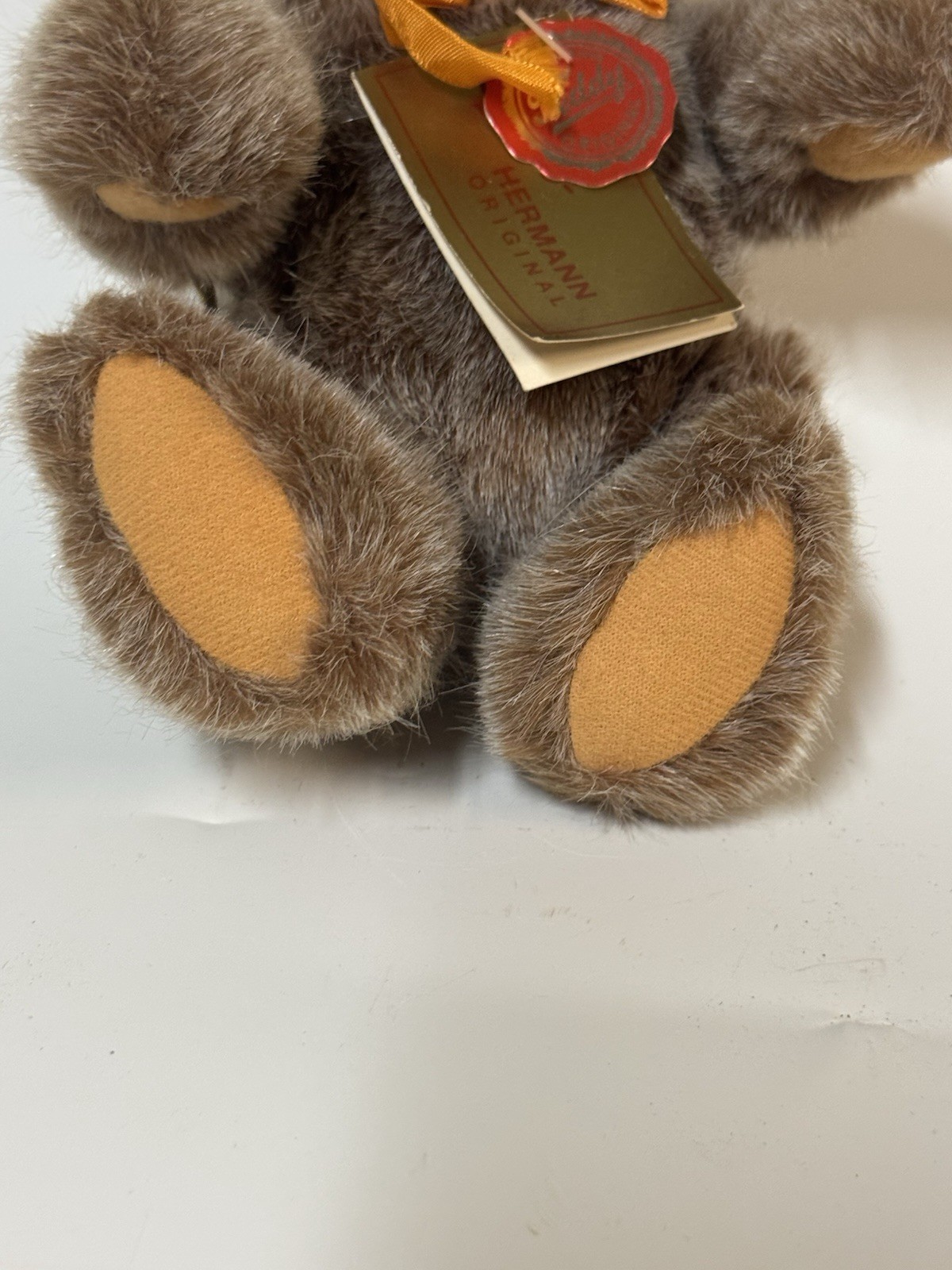 Hermann Teddy Original Handmade Brown/Beige Plush Bear w/ Bow an - photo 5