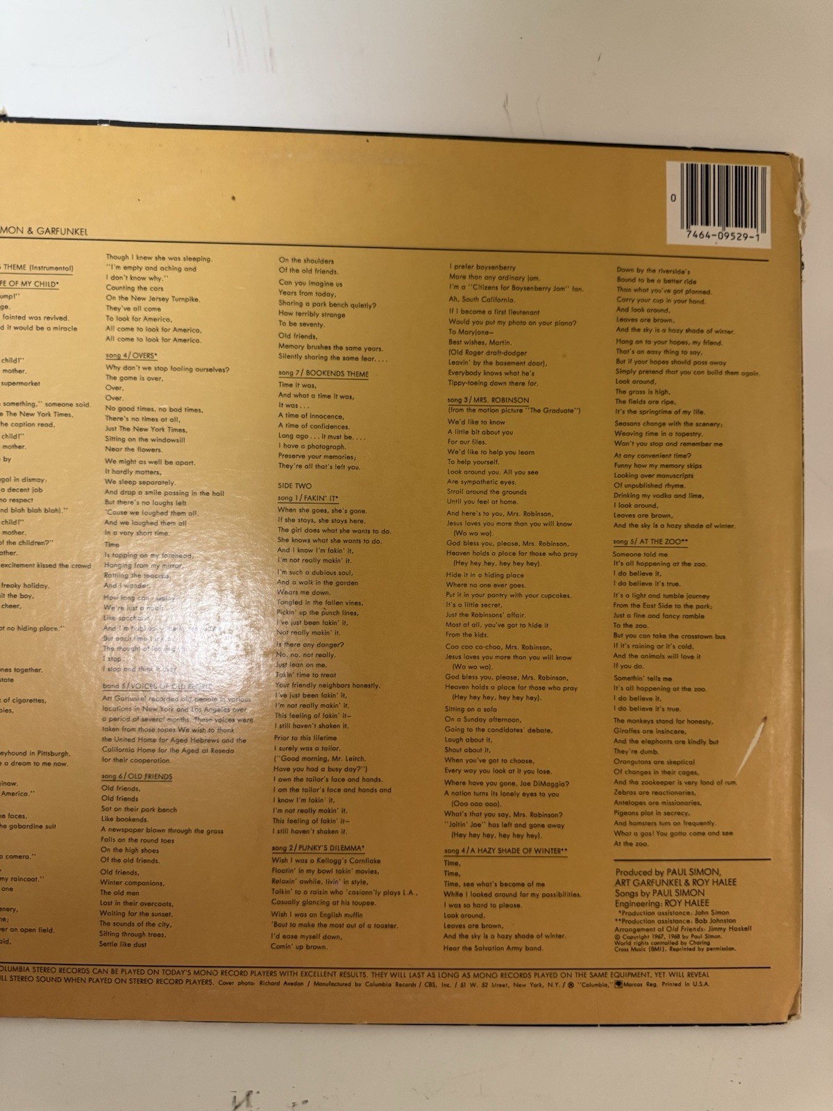 Simon & Garfunkel Bookends LP 12" Black Vinyl Columbia PC 9529 - photo 2