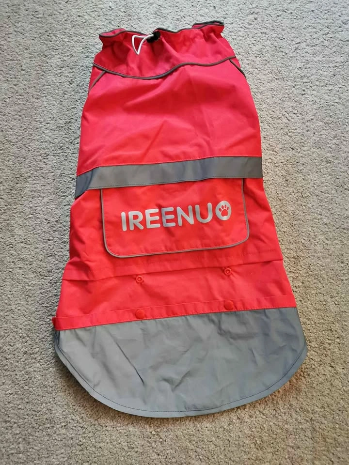 IREENUO Reflective Red Dog Raincoat