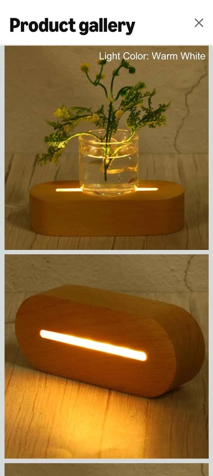 Brand new Wooden LED Light Base USB Powered - photo 3