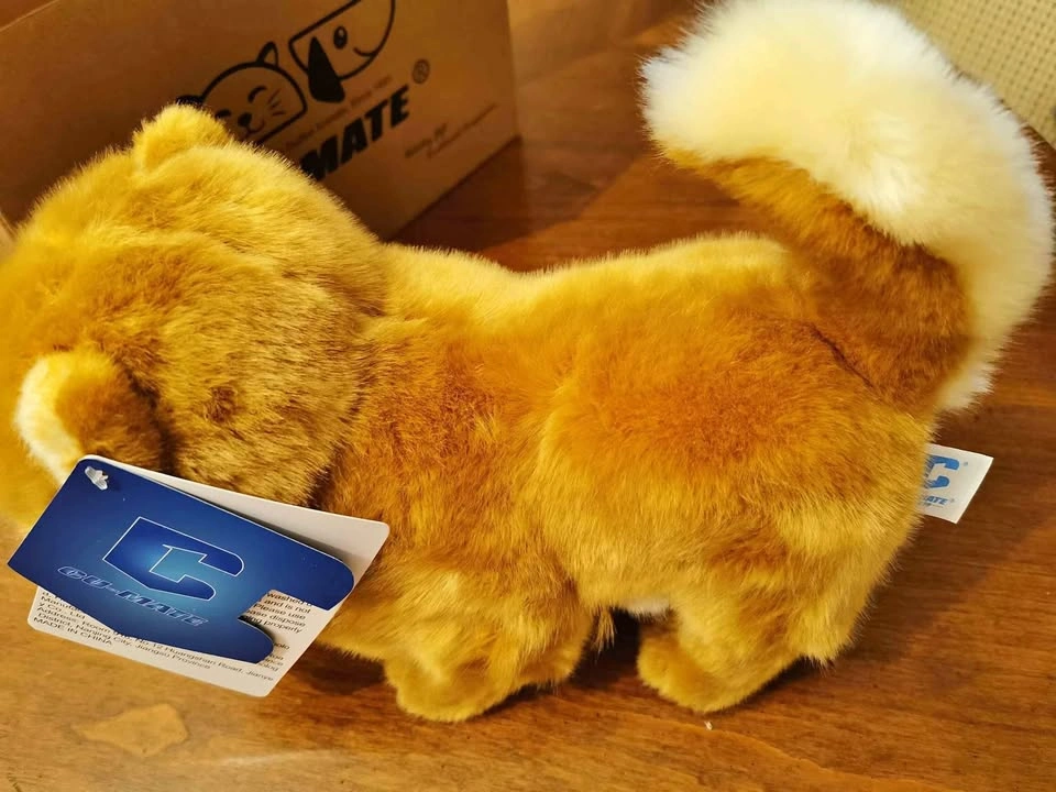 CU-MATE Fluffy Brown and White Stuffed Dog Plush