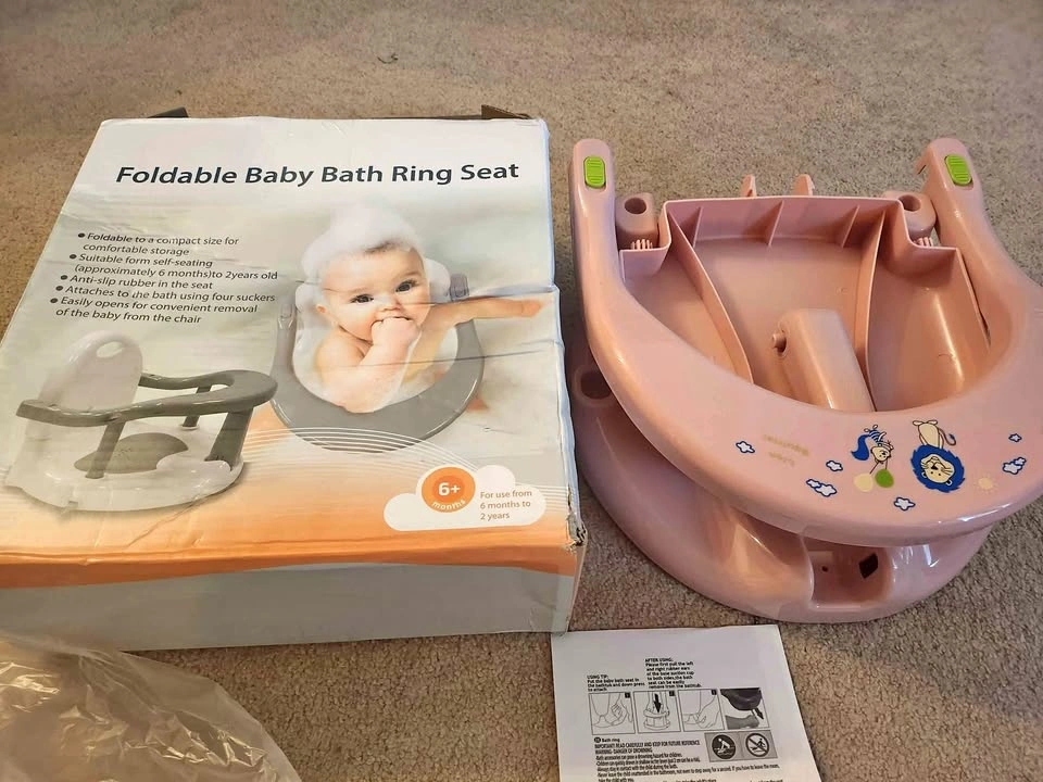 BNIB Foldable Baby Bath Ring Set - Pink