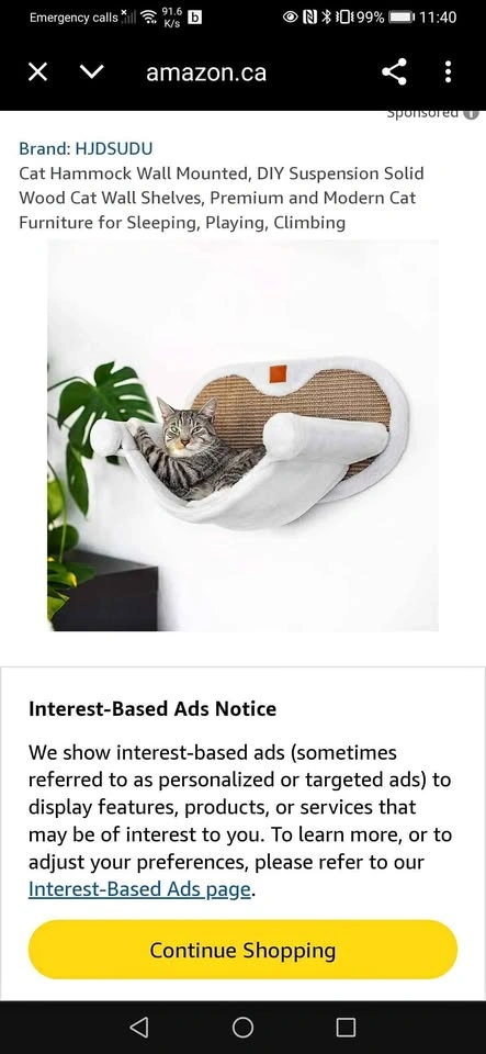 BNIB Cat Hammock Wall Mounted, DIY Solid Wood Cat Shelves