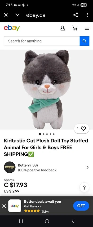 Brand new Kidtastic Cat Plush Doll Toy Stuffed Animal