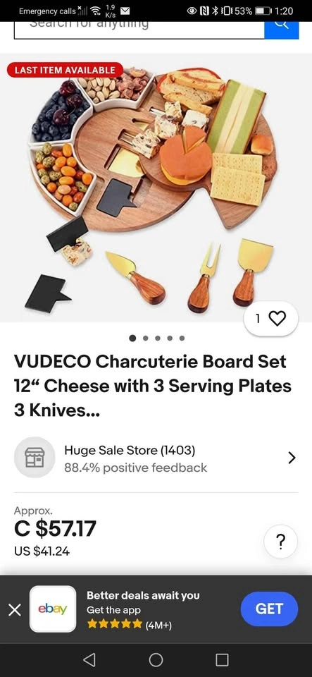 VUDECO 12in Charcuterie Board Set w 3 Plates 3 Knives - photo 3